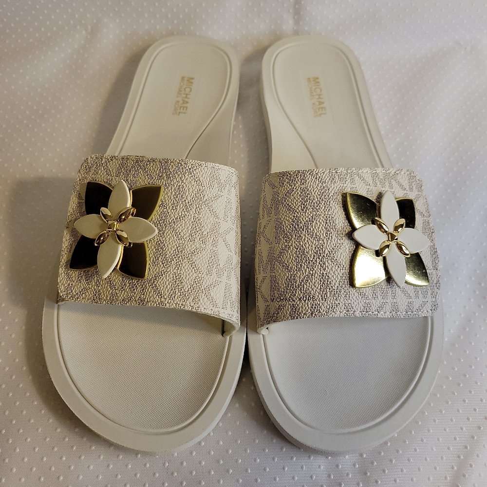 Michael Kors Heide Slide Sandal Size 8M Vanilla